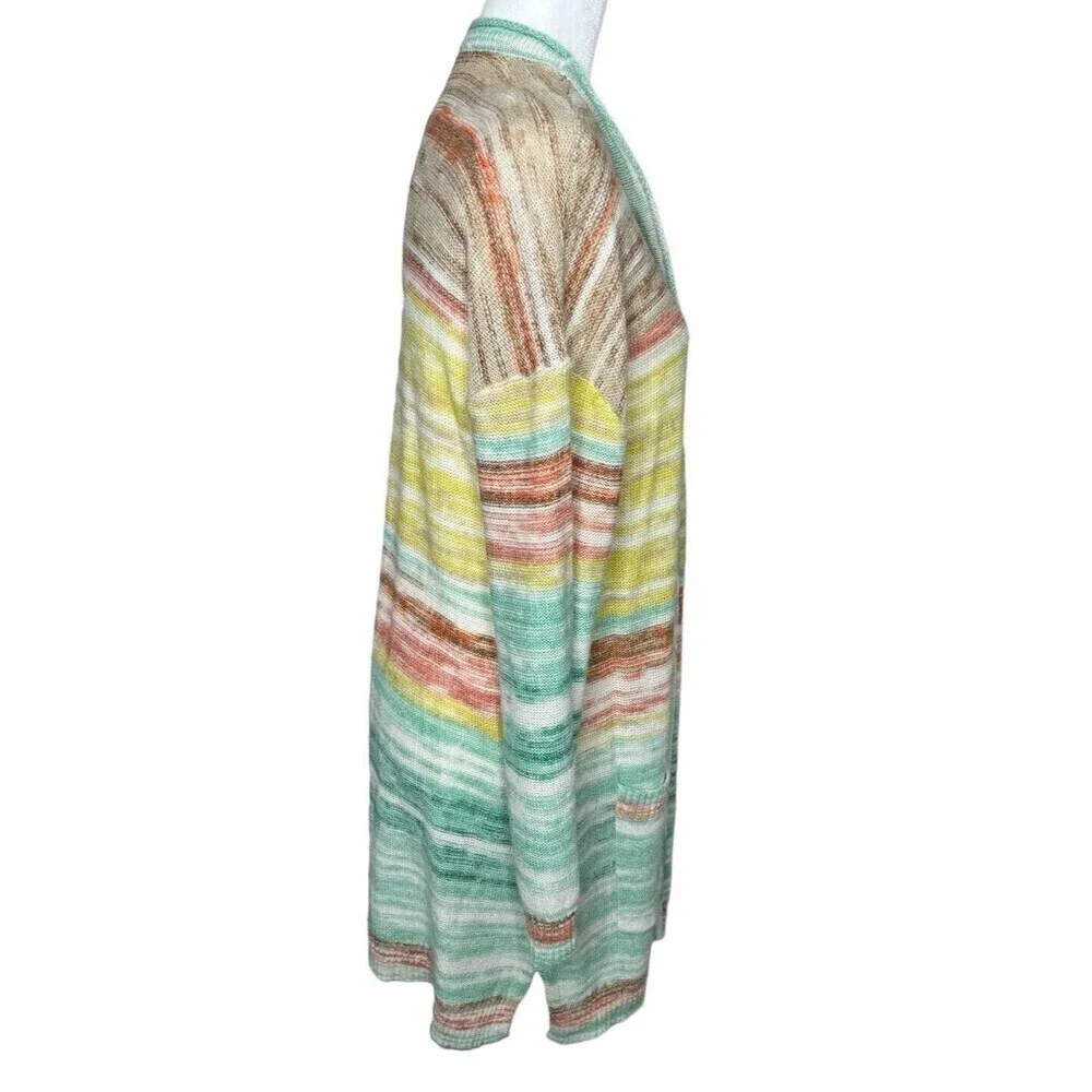 Soft Surroundings Women's Size L Open Front Long Duster Cardigan Juniper Sweater